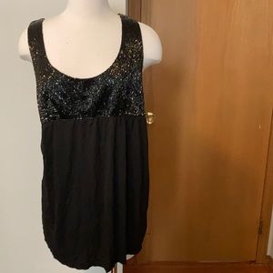 Black long tank top with sequins